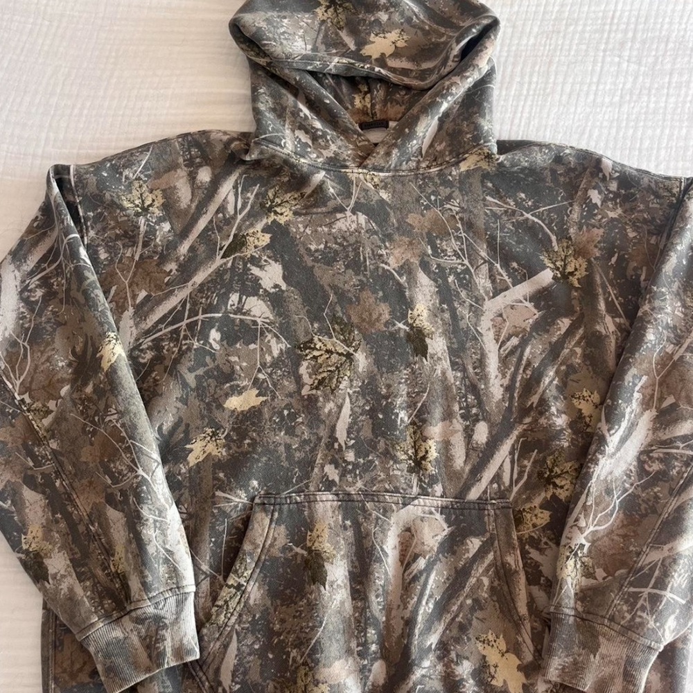 Abercrombie & Fitch Gray Hoodie with Brown and Green Leaf Print - Picture 2 of 4